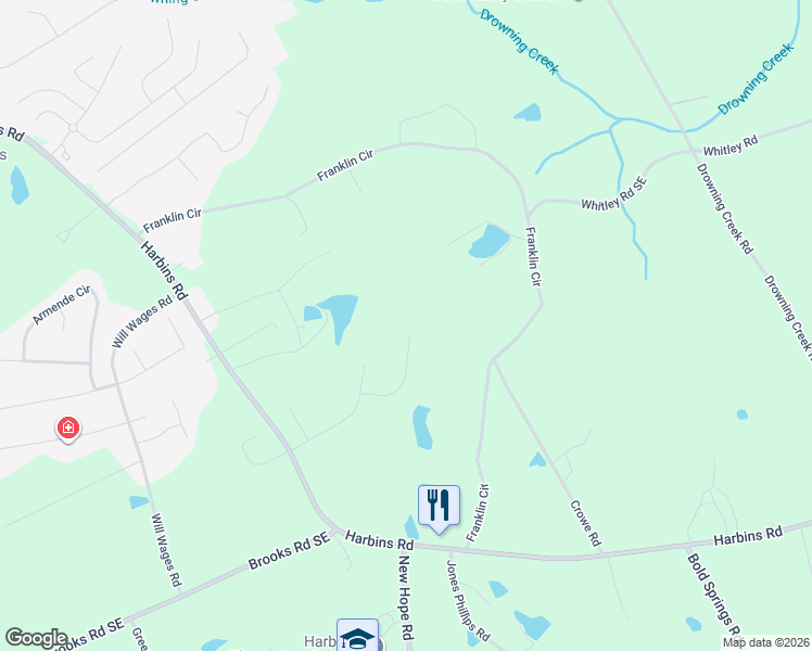 map of restaurants, bars, coffee shops, grocery stores, and more near 1900 Country Crest Way in Dacula