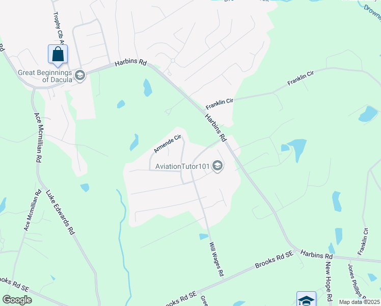 map of restaurants, bars, coffee shops, grocery stores, and more near 1552 Armende Circle in Dacula