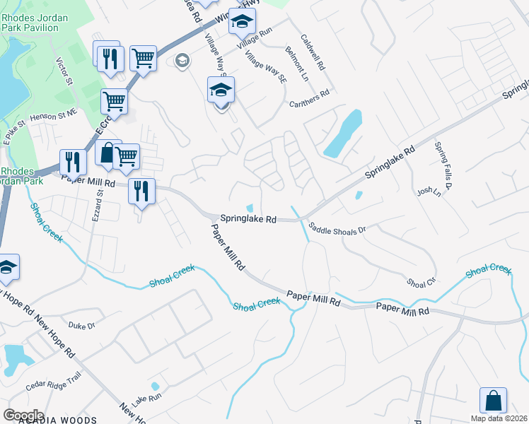 map of restaurants, bars, coffee shops, grocery stores, and more near 339 Clearsprings Drive in Lawrenceville