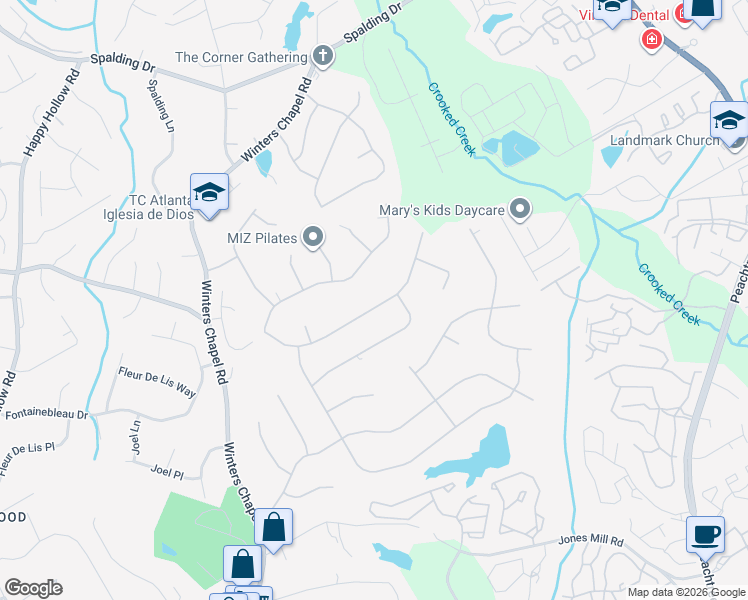 map of restaurants, bars, coffee shops, grocery stores, and more near 6757 Tilton Lane Northwest in Atlanta