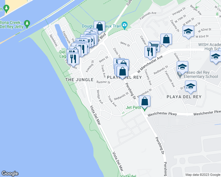map of restaurants, bars, coffee shops, grocery stores, and more near 321 West Manchester Avenue in Los Angeles