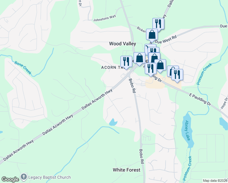 map of restaurants, bars, coffee shops, grocery stores, and more near 4050 Dallas Acworth Highway in Dallas