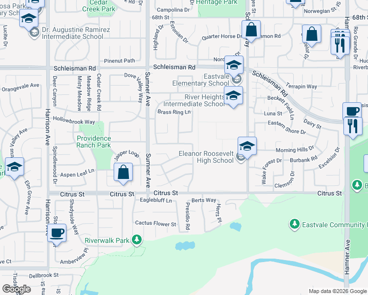 map of restaurants, bars, coffee shops, grocery stores, and more near 13261 Wooden Gate Way in Corona