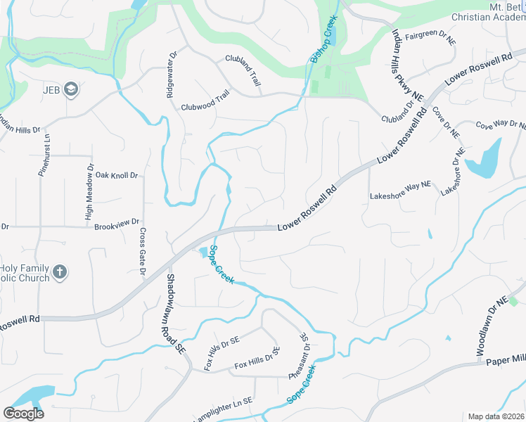 map of restaurants, bars, coffee shops, grocery stores, and more near 238 Indian Hills Trail in Marietta