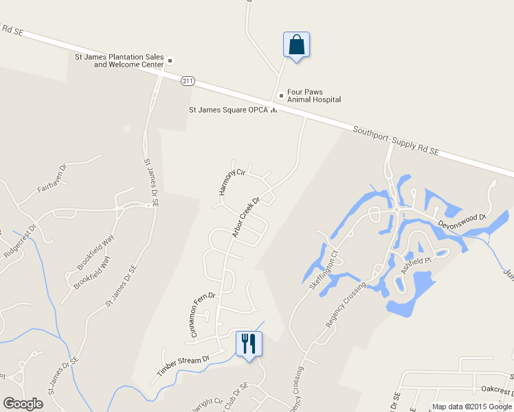 map of restaurants, bars, coffee shops, grocery stores, and more near 3901 Sagewood Path in Southport