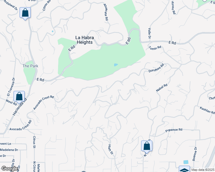 map of restaurants, bars, coffee shops, grocery stores, and more near 927 Avocado Crest Road in La Habra Heights