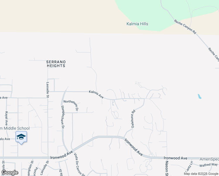 map of restaurants, bars, coffee shops, grocery stores, and more near Kalmia Avenue in Moreno Valley