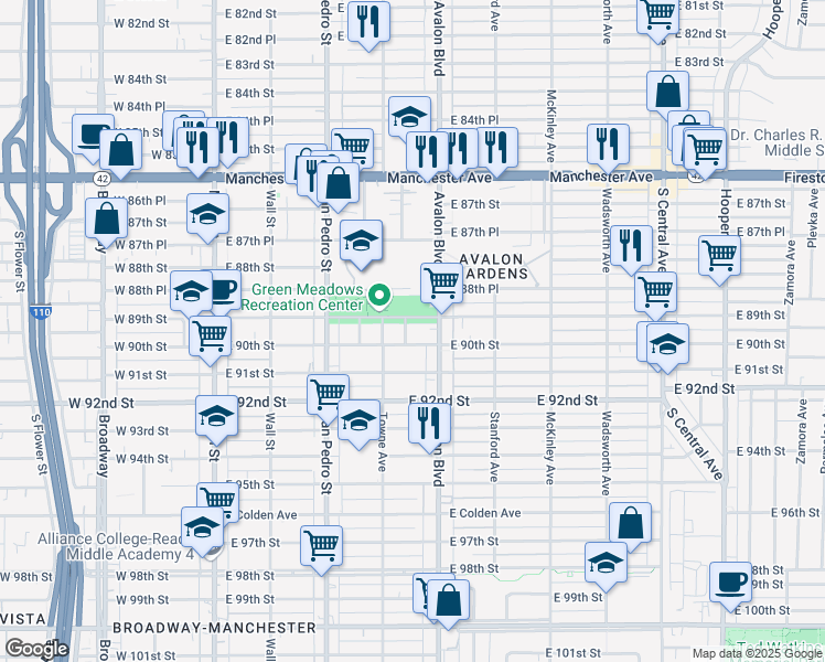 map of restaurants, bars, coffee shops, grocery stores, and more near 8912 Mettler Street in Los Angeles