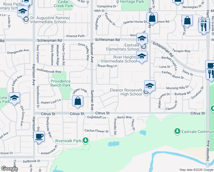 map of restaurants, bars, coffee shops, grocery stores, and more near 13301 Wooden Gate Way in Corona