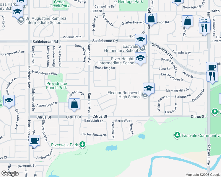 map of restaurants, bars, coffee shops, grocery stores, and more near 13261 Wooden Gate Way in Corona