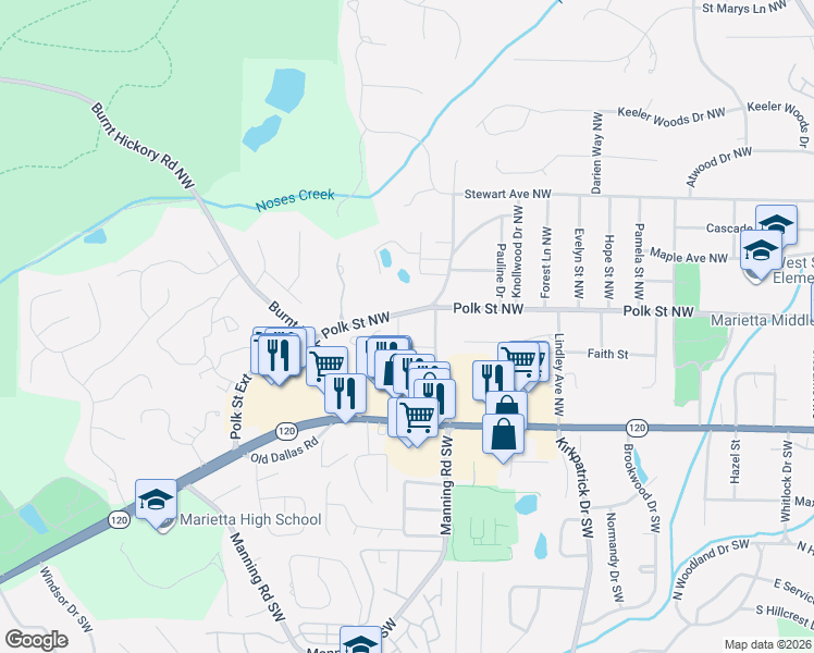 map of restaurants, bars, coffee shops, grocery stores, and more near in 