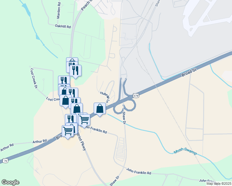 map of restaurants, bars, coffee shops, grocery stores, and more near 1245 Pawnshop Circle in Sumter