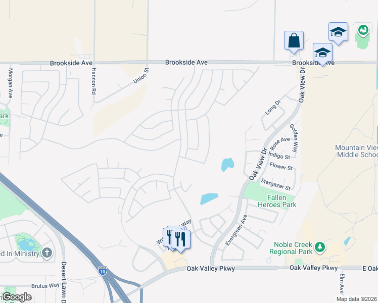 map of restaurants, bars, coffee shops, grocery stores, and more near 1621 Landmark Way in Beaumont