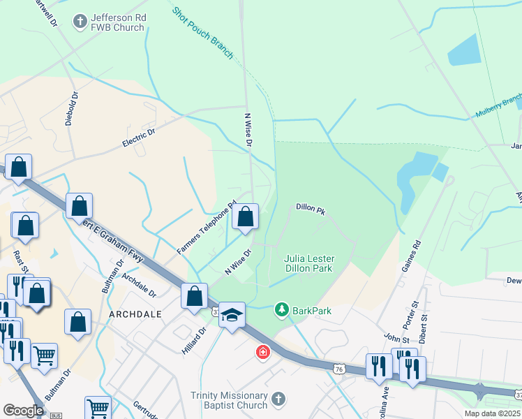 map of restaurants, bars, coffee shops, grocery stores, and more near 620 North Wise Drive in Sumter
