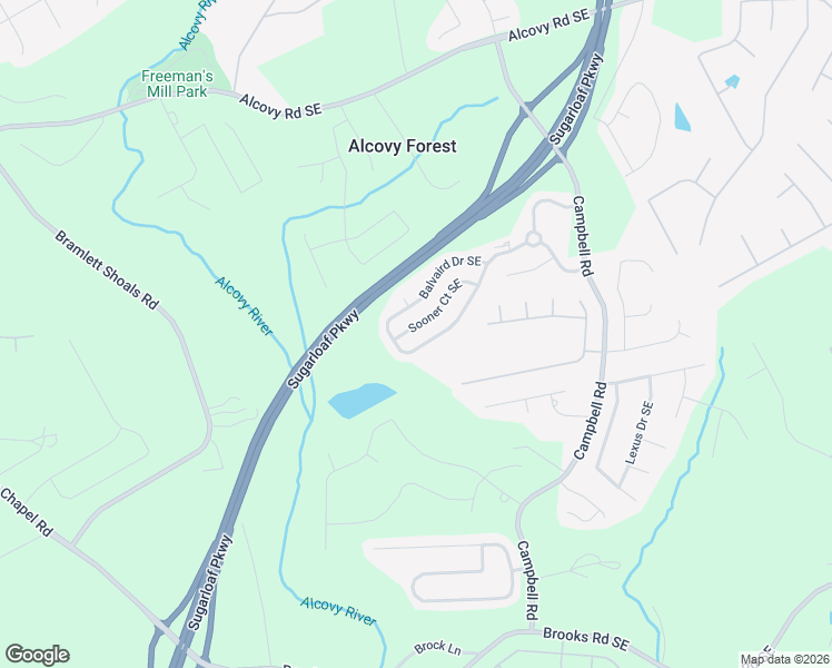 map of restaurants, bars, coffee shops, grocery stores, and more near 1428 Sooner Court Southeast in Lawrenceville
