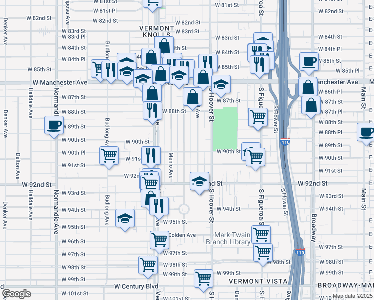 map of restaurants, bars, coffee shops, grocery stores, and more near 8933 Orchard Avenue in Los Angeles