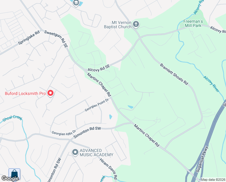 map of restaurants, bars, coffee shops, grocery stores, and more near 1415 Rock Springs Rd in Lawrenceville