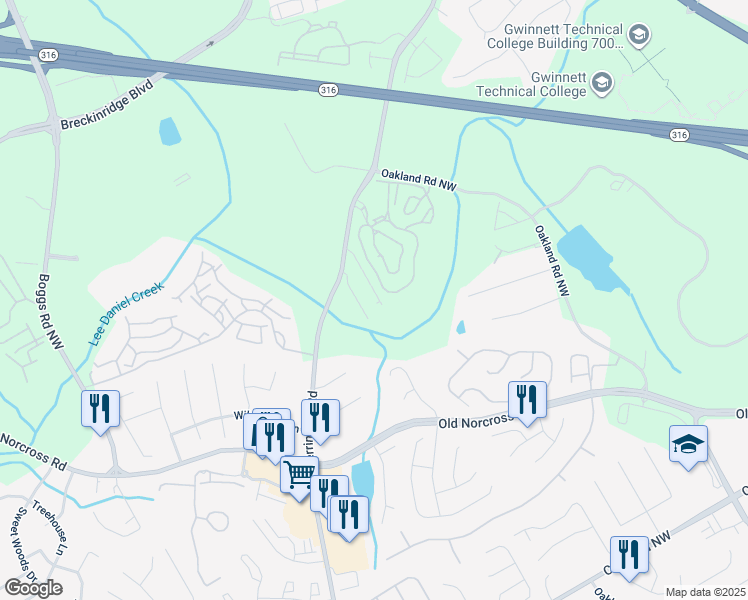 map of restaurants, bars, coffee shops, grocery stores, and more near 1428 Herrington Road in Lawrenceville