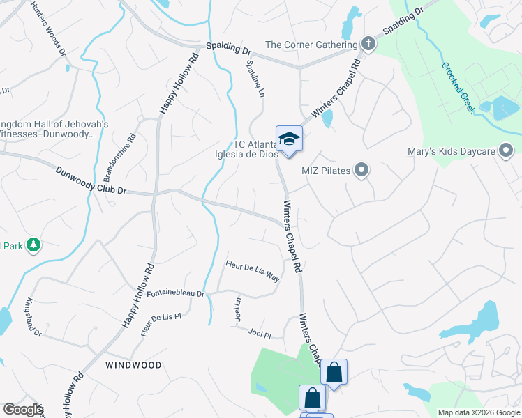 map of restaurants, bars, coffee shops, grocery stores, and more near 4978 Dunwoody Club Drive in Atlanta