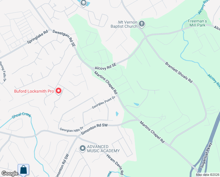 map of restaurants, bars, coffee shops, grocery stores, and more near 663 Martins Chapel Road in Lawrenceville