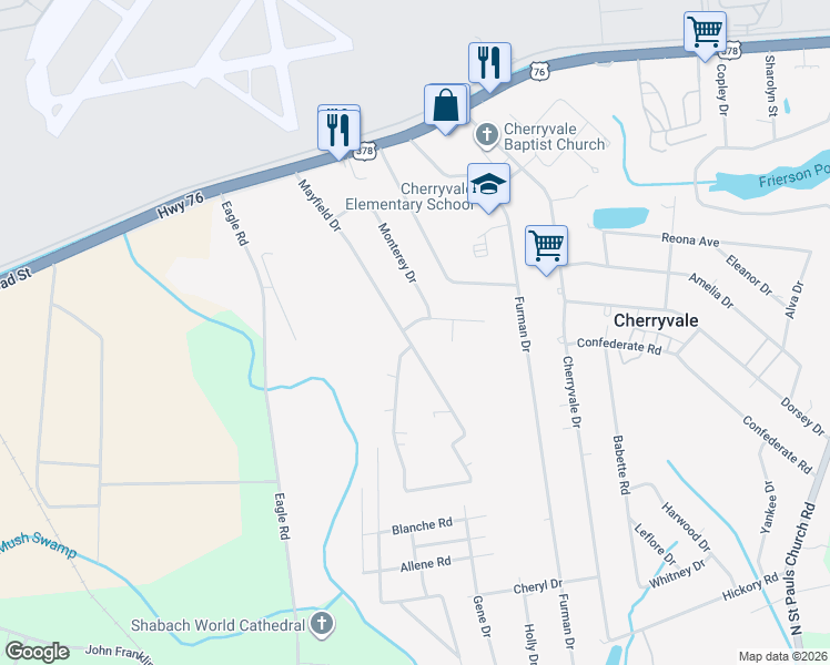 map of restaurants, bars, coffee shops, grocery stores, and more near 4780 Cayman Street in Sumter
