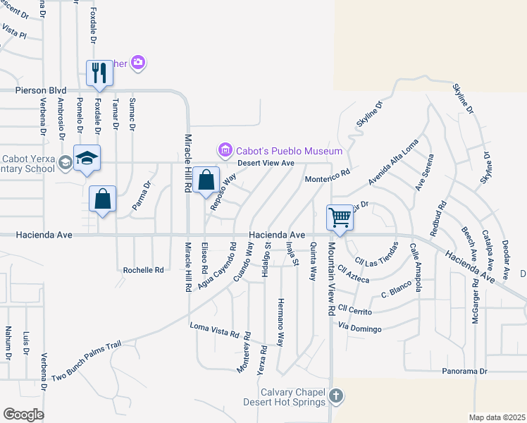 map of restaurants, bars, coffee shops, grocery stores, and more near 12849 Cuando Way in Desert Hot Springs
