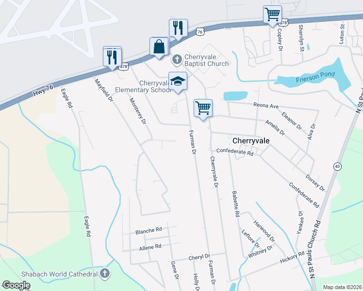 map of restaurants, bars, coffee shops, grocery stores, and more near 4700 Cayman St in Sumter