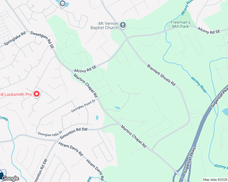map of restaurants, bars, coffee shops, grocery stores, and more near 669 Castlebottom Drive Southeast in Lawrenceville