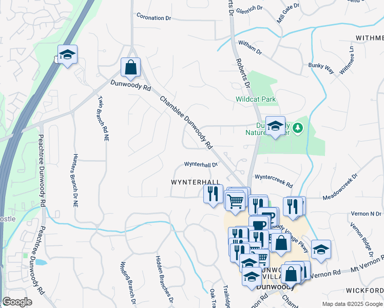 map of restaurants, bars, coffee shops, grocery stores, and more near 5334 Harris Circle in Atlanta
