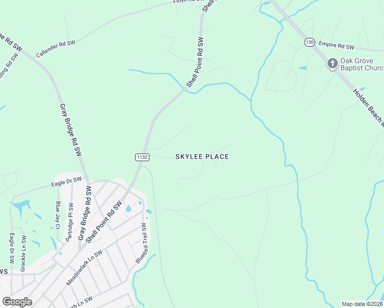 map of restaurants, bars, coffee shops, grocery stores, and more near 1326 Skylee Drive Southwest in Shallotte