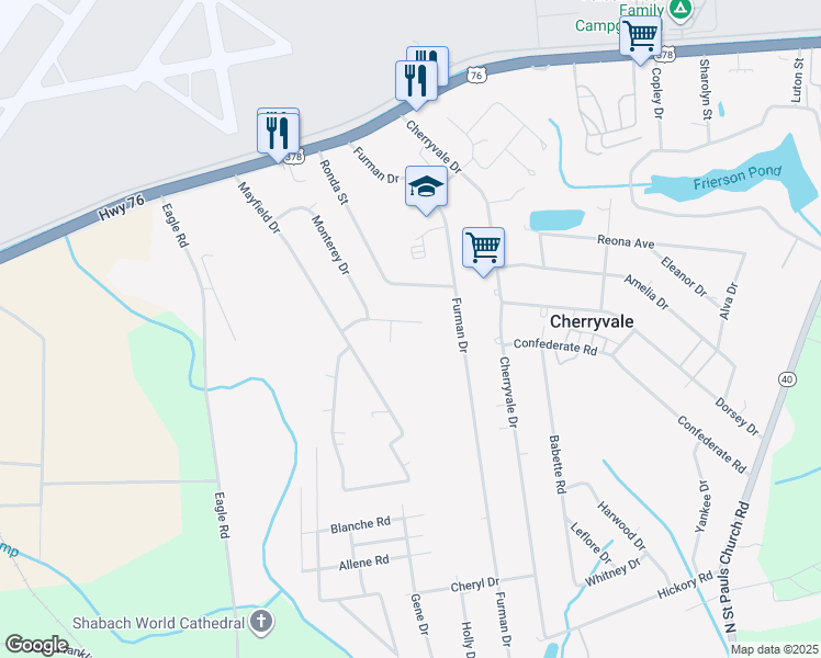 map of restaurants, bars, coffee shops, grocery stores, and more near 4720 Cayman Street in Sumter
