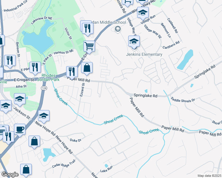 map of restaurants, bars, coffee shops, grocery stores, and more near 235 Greenview Lane in Lawrenceville