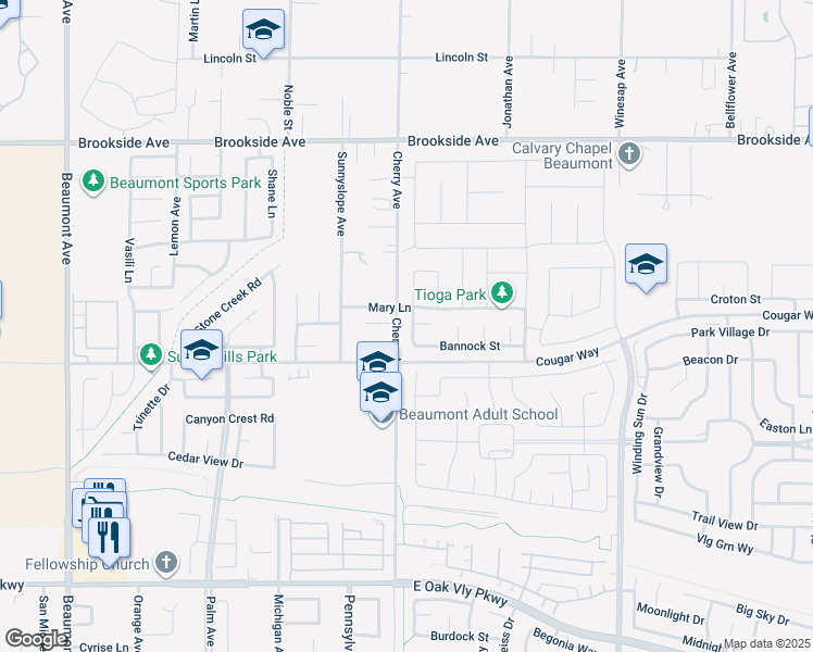 map of restaurants, bars, coffee shops, grocery stores, and more near 1631 Ocala Lane in Beaumont