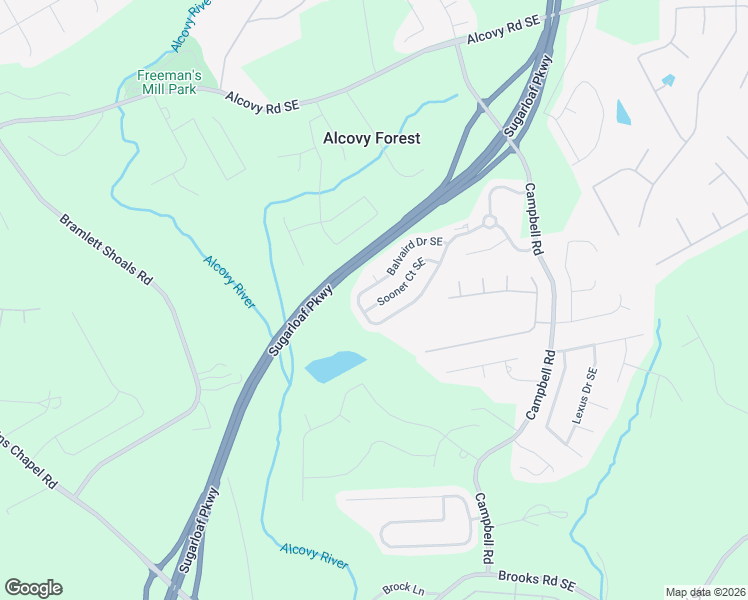 map of restaurants, bars, coffee shops, grocery stores, and more near 1428 Sooner Court Southeast in Lawrenceville