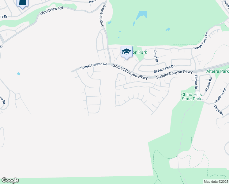 map of restaurants, bars, coffee shops, grocery stores, and more near 16390 Star Crest Drive in Chino Hills