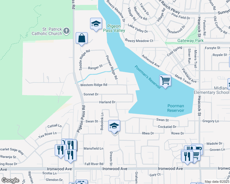map of restaurants, bars, coffee shops, grocery stores, and more near 23320 Sonnet Drive in Moreno Valley