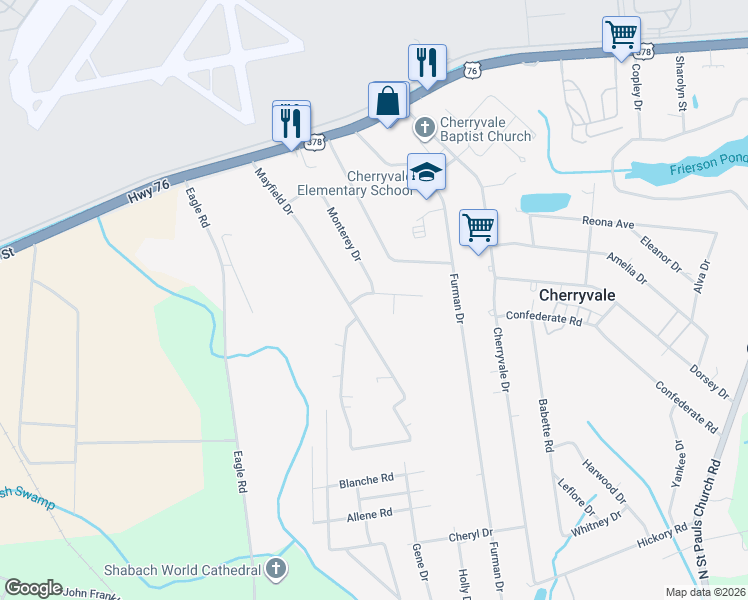 map of restaurants, bars, coffee shops, grocery stores, and more near 4770 Cayman Street in Sumter