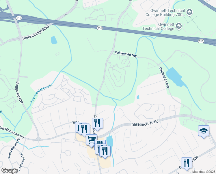 map of restaurants, bars, coffee shops, grocery stores, and more near 1283 Miss Irene Lane Northwest in Lawrenceville