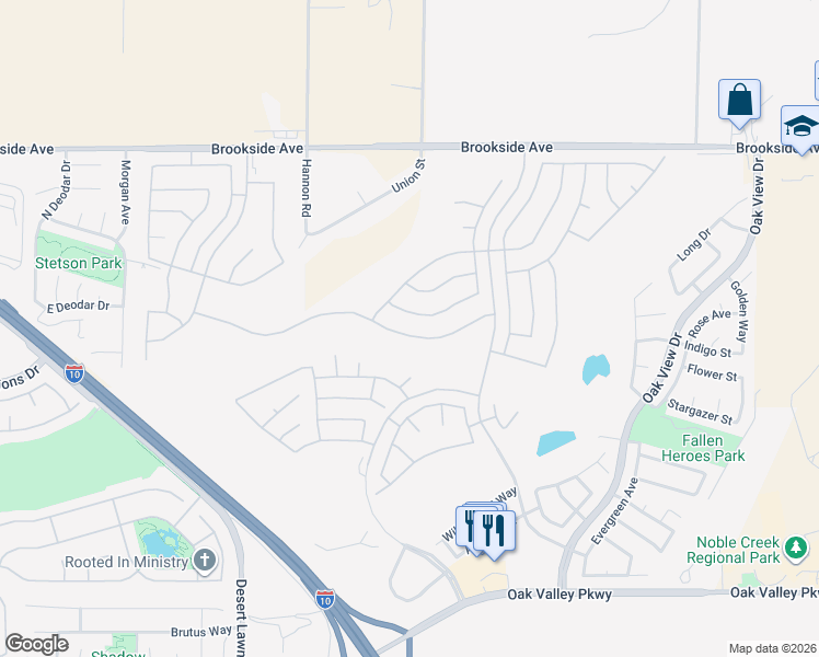map of restaurants, bars, coffee shops, grocery stores, and more near 974 Brentwood Road in Beaumont