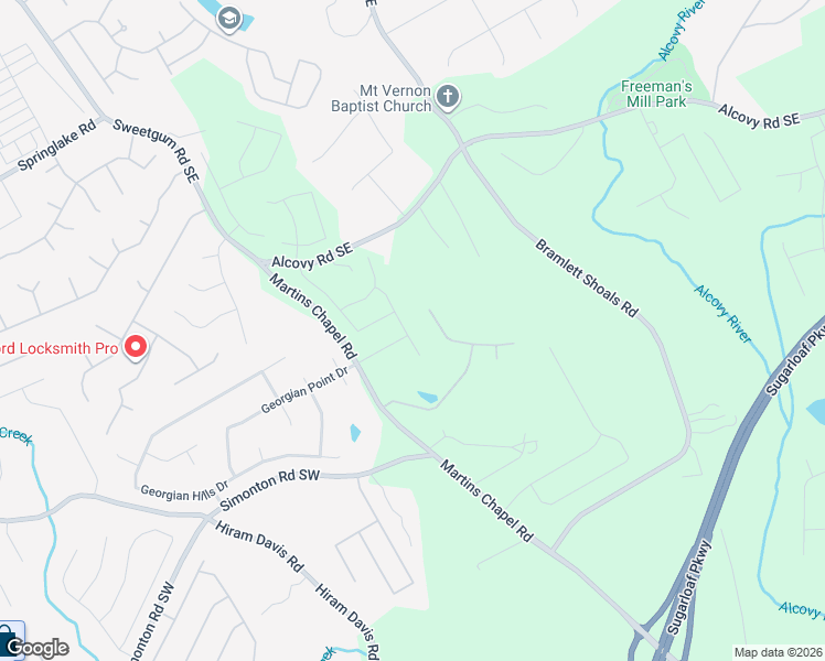 map of restaurants, bars, coffee shops, grocery stores, and more near 669 Castlebottom Drive Southeast in Lawrenceville
