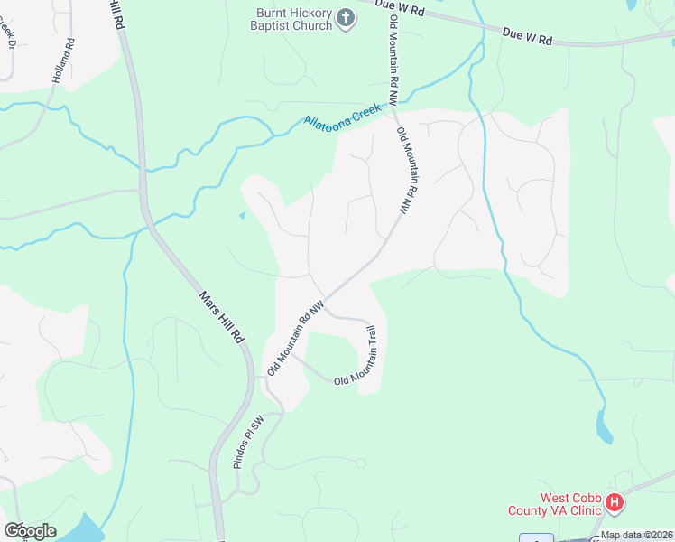 map of restaurants, bars, coffee shops, grocery stores, and more near 51 Old Mountain Road Northwest in Powder Springs