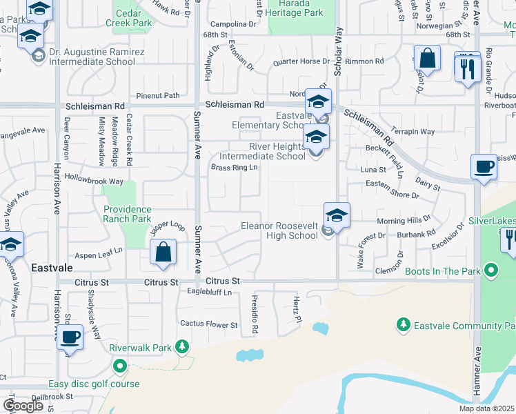 map of restaurants, bars, coffee shops, grocery stores, and more near 13218 Wooden Gate Way in Corona