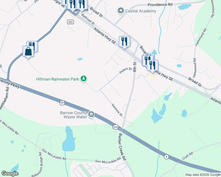 map of restaurants, bars, coffee shops, grocery stores, and more near 2009 Euclid Street in Statham