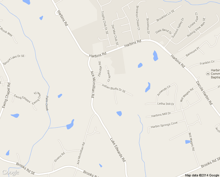 map of restaurants, bars, coffee shops, grocery stores, and more near 2443 Indian Bluffs Drive Southeast in Dacula