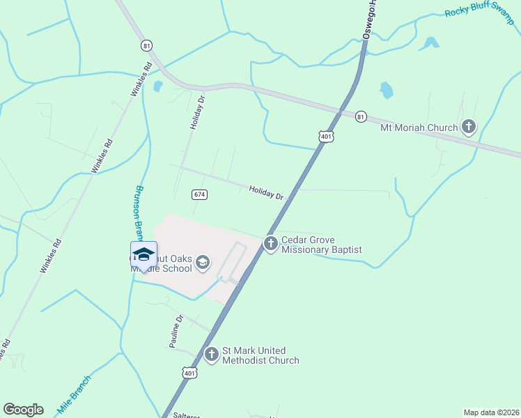 map of restaurants, bars, coffee shops, grocery stores, and more near 1360 Oswego Highway in Sumter
