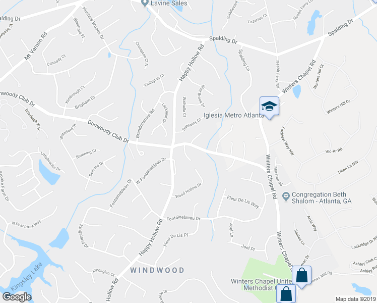 map of restaurants, bars, coffee shops, grocery stores, and more near 5309 Ashley Trace in Atlanta