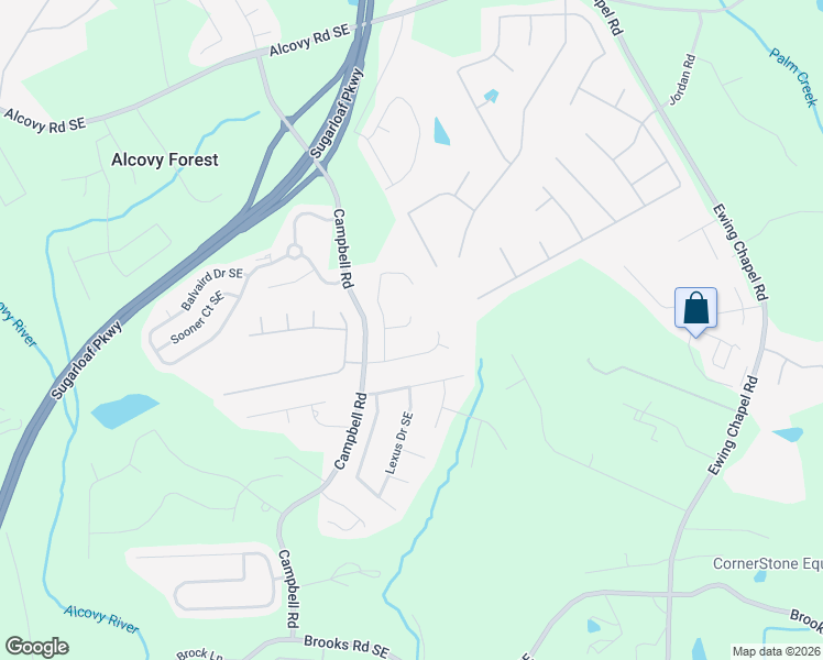 map of restaurants, bars, coffee shops, grocery stores, and more near 1727 Campbell Ives Court Southwest in Lawrenceville