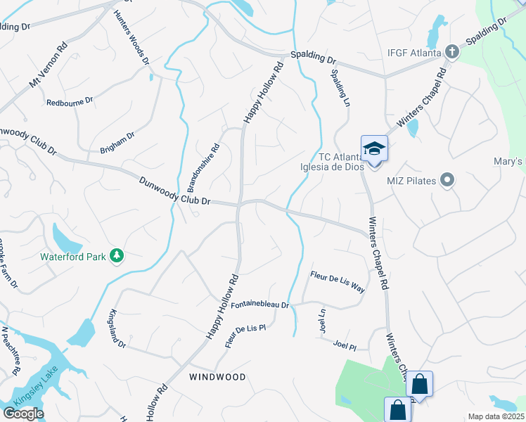 map of restaurants, bars, coffee shops, grocery stores, and more near 5309 Ashley Trace in Atlanta