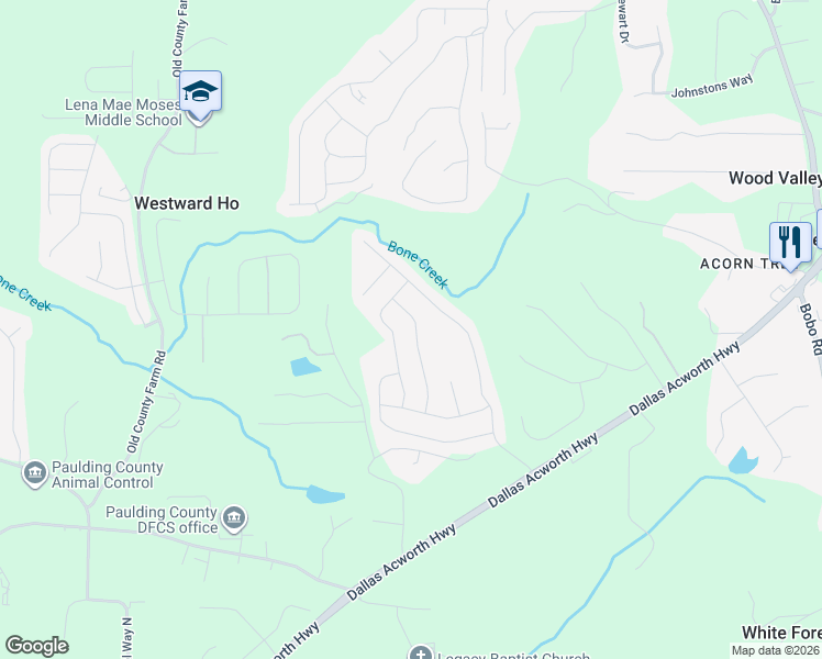 map of restaurants, bars, coffee shops, grocery stores, and more near 115 Fox Knoll Trail in Dallas