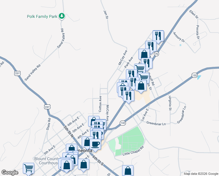 map of restaurants, bars, coffee shops, grocery stores, and more near 900 Park Avenue in Oneonta